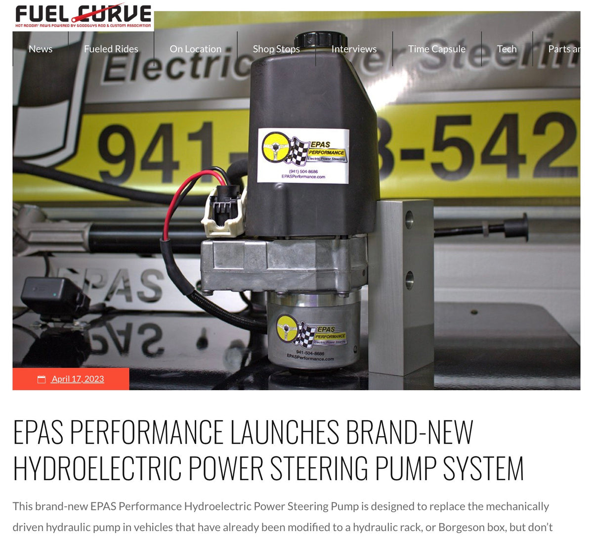 Our Hydroelectric Power Steering System featured on Fuel Curve EPAS